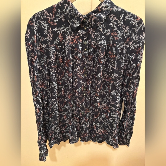 NWOT Anthropologie Maeve Bainbridge Buttondown Blk Floral Blouse Women’s Size 10 - Picture 11 of 14
